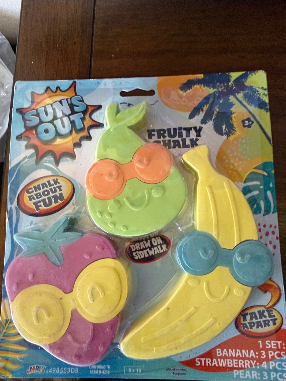 Sun's Out Fruity Chalk Set - Yellow Banana, Green Pear, Pink Strawberry